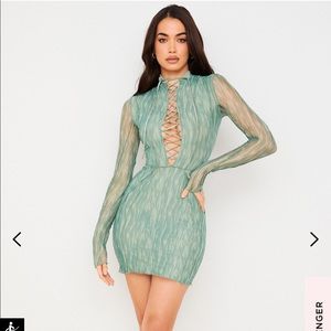 House of CB Dylan Mesh Lace Up Mini Dress